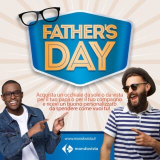 👨‍👦‍👦 FATHER'S DAY 👨‍👦‍👦
Acquista un occhiale da sole o da vista per il tuo Papà o il tuo compagno e ricevi SUBITO un buono sconto PERSONALIZZATO, da spendere sul nostro sito web www.mondovista.shop 💻

⚠️ Il buono sconto puoi utilizzarlo quando vuoi, senza limiti di tempo.

E ricorda ⬇️
✅ Assicurazione per Smarrimento, Furto e Danno sempre inclusa!
✅ Montature delle migliori marche scontate fino al 70% 
✅ Pagamento alla consegna e in 3 rate senza interessi 

Cosa aspetti? Sorprendi l'Uomo della tua vita con un regalo speciale! 
🌐 www.mondovista.shop

#mondovista #occhiali #sunglasses #shop #promo #fatherday #occhialidavista